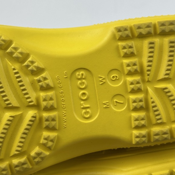 Womens Crocs Classic Rain Ankle Boots Yellow Rubber Waterproof Size 9 M GUC - Picture 10 of 10